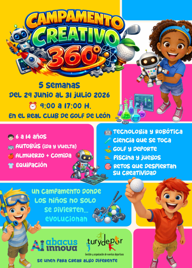 CAMPUS DE VERANO LEÓN CLUB DE GOLF 2026 ABACUS INNOVA 987 04 34 13 / 656 80 63 08 TURYDEPOR 620 67 50 22